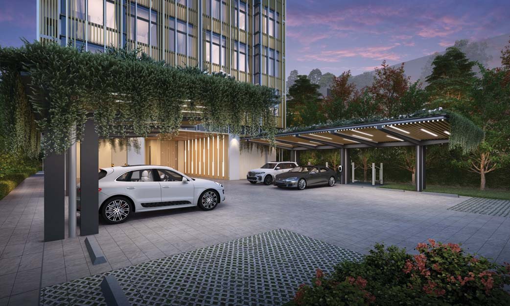 Arrival court and sheltered car park (artist’s impression)