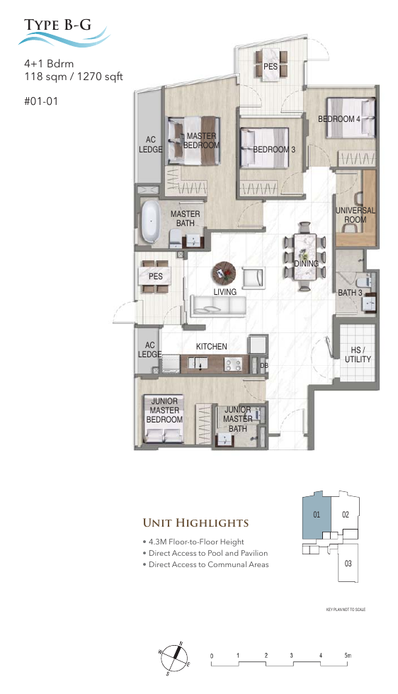 4-Bedroom + Universal Room · Type B-G (ground floor)