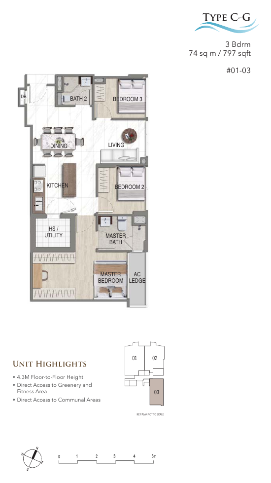 3-Bedroom · Type C-G (ground floor)